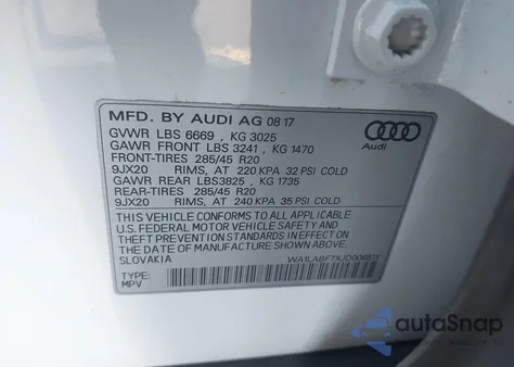 2018 Audi Q7 3.0T Premium from USA, damaged, VIN WA1LABF7XJD008511